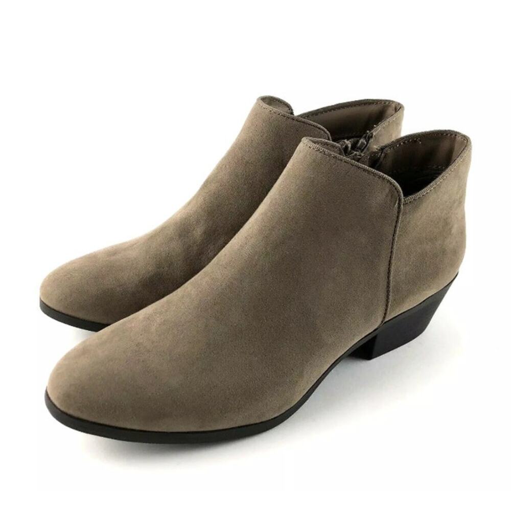 STYLE & CO Women's WIDE WIDTH Faux Suede Taupe Ankle Boot / NEW / Size 10 W